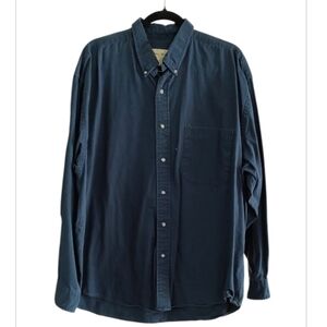 Vintage Eddie Bauer Deep Blue Long Sleeve Button Down Casual Shirt